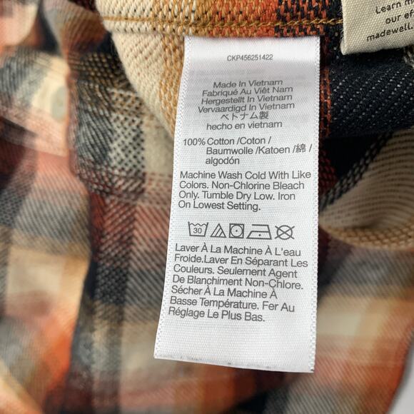 Madewell Men Brushed Flannel Easy Long Sleeve Shirt M Brown Plaid  Button Up - Picture 11 of 14